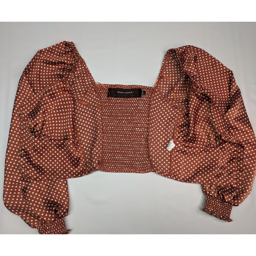 Code Mode Puff Sleeve Crop Top Xs Like New - image 6